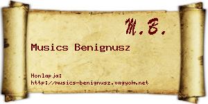 Musics Benignusz névjegykártya